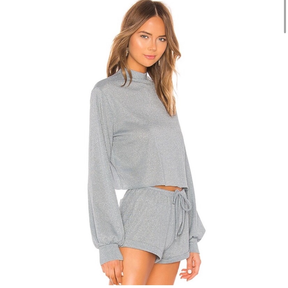 Beach riot silver metallic lounge set